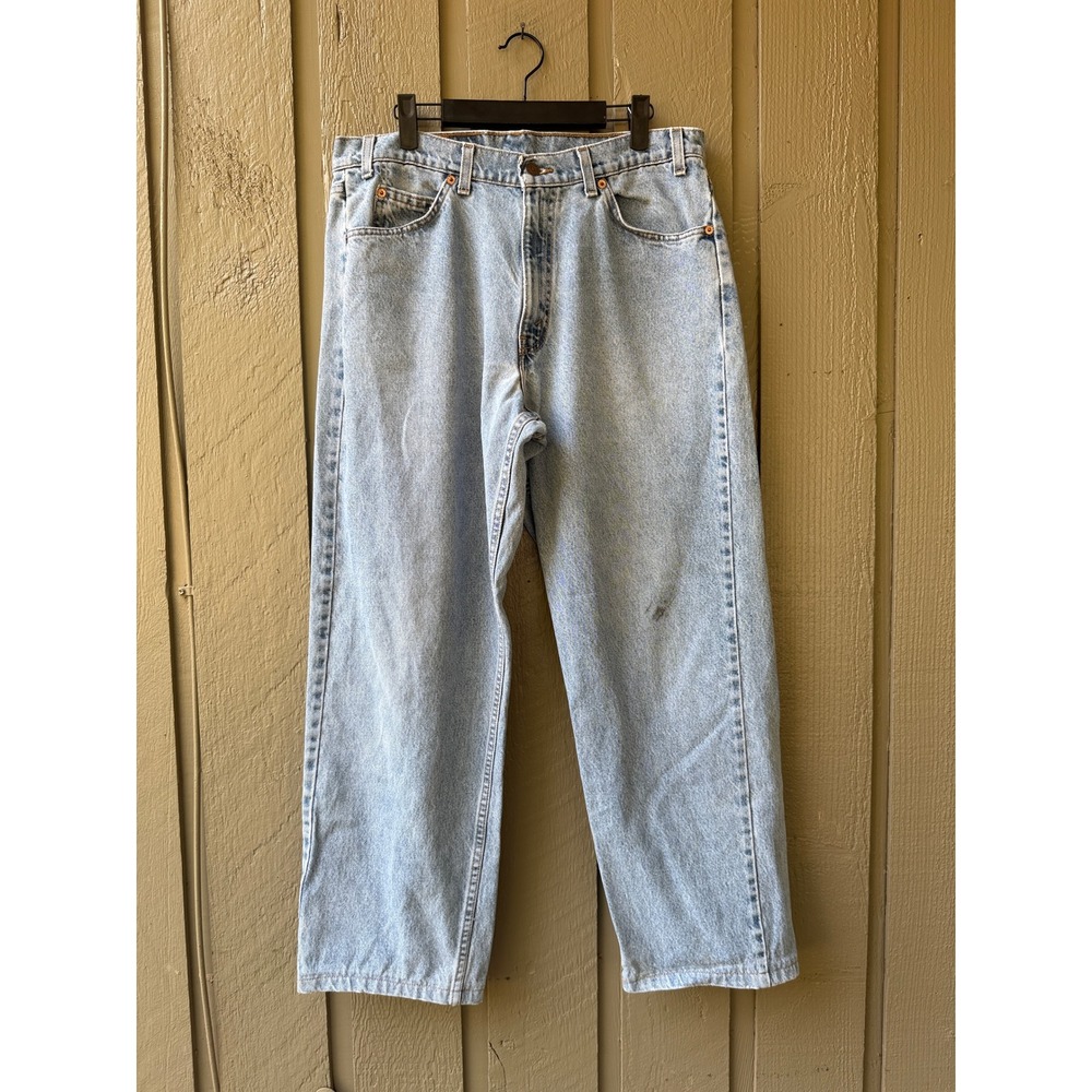 Vintage Levis 565 Wide Leg Jeans Mens Orange Tab 34x32 Light Wash Denim